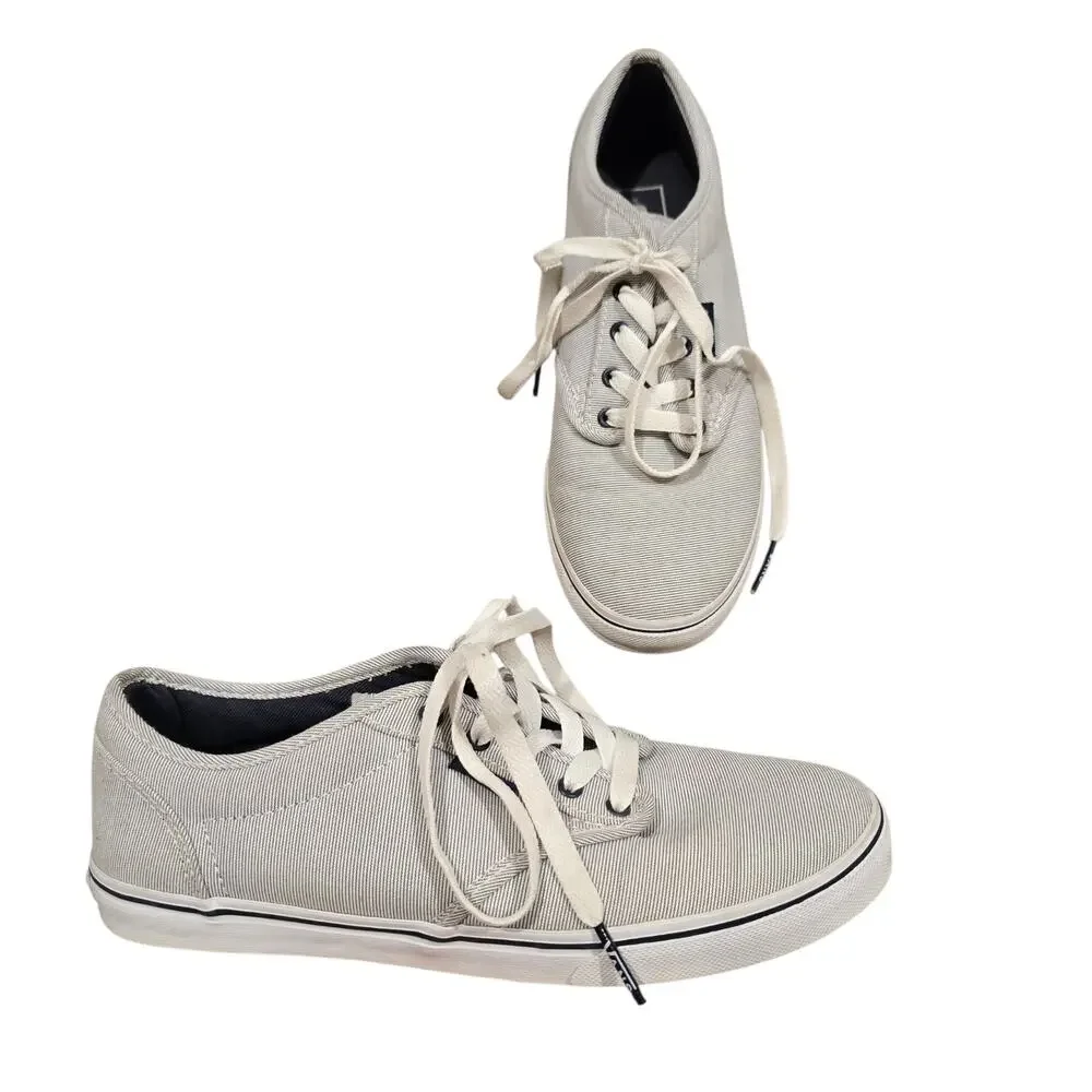 Women's Vans Gray Striped Lace Up Casual Sneakers | Size 7.5